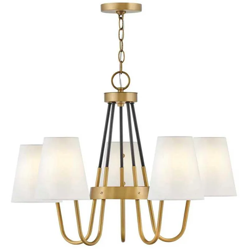 Aston 5 Light 28.25 inch Heritage Brass with Black Indoor Chandelier Ceiling Light