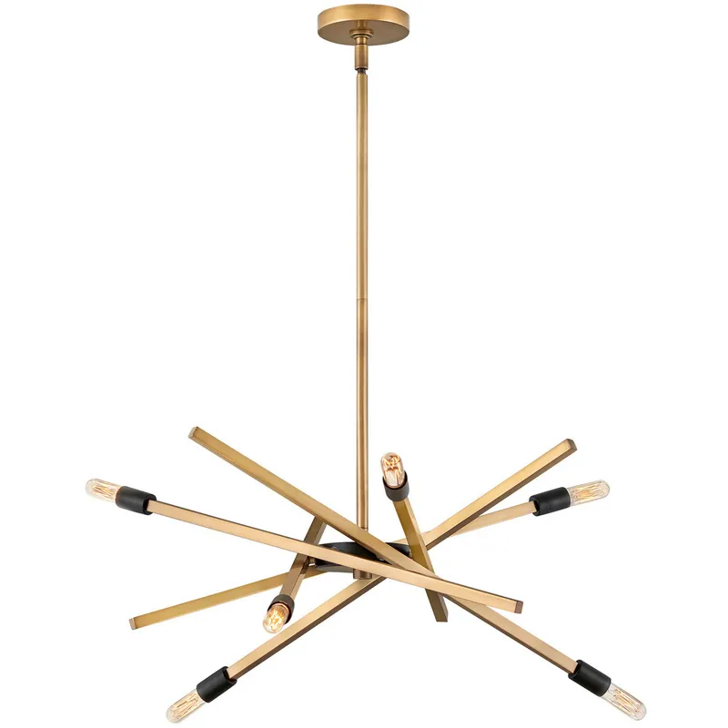 Archer 6 Light 26 inch Heritage Brass with Black Indoor Chandelier Ceiling Light