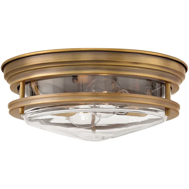 Hadley 2 Light 12 inch Brushed Bronze Indoor Flush Mount Ceiling Light in Clear