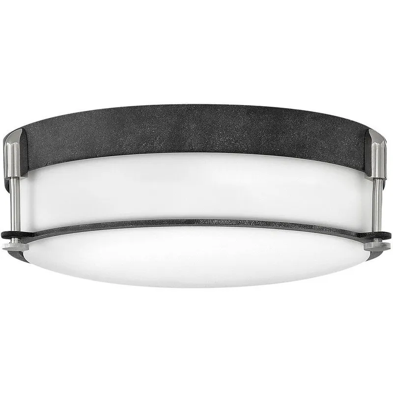 Colbin 3 Light 16.5 inch Aged Zinc with Polished Nickel Indoor Flush Mount Ceiling Light
