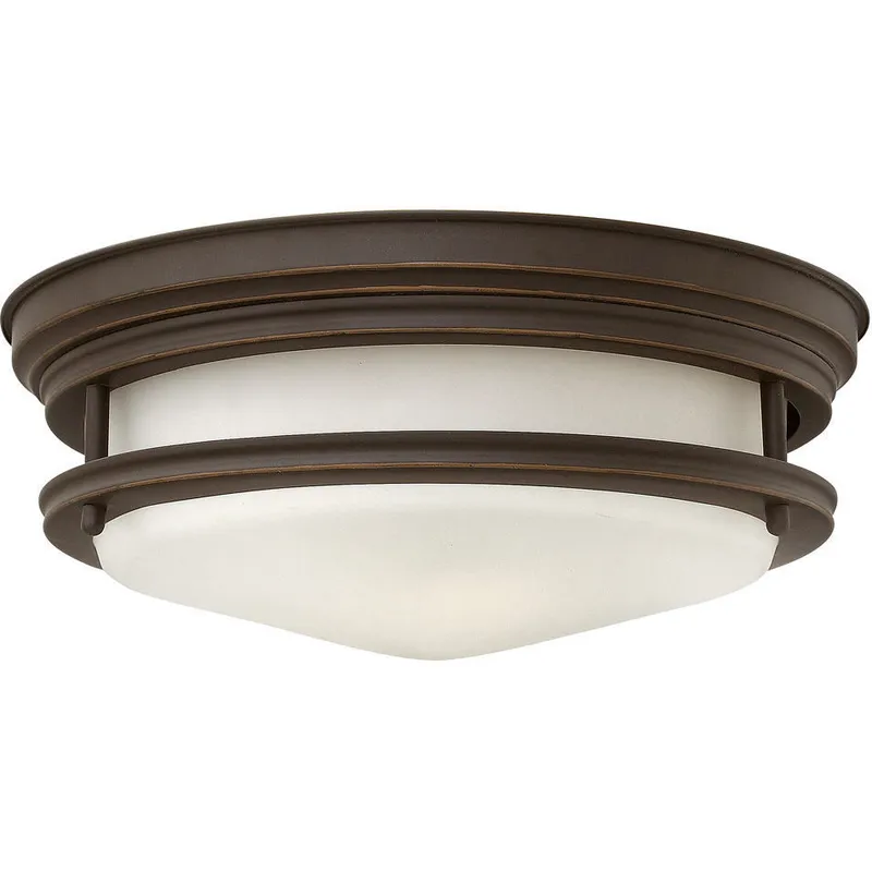 Hadley 2 Light 12 inch Oil Rubbed Bronze Indoor Flush Mount Ceiling Light in White