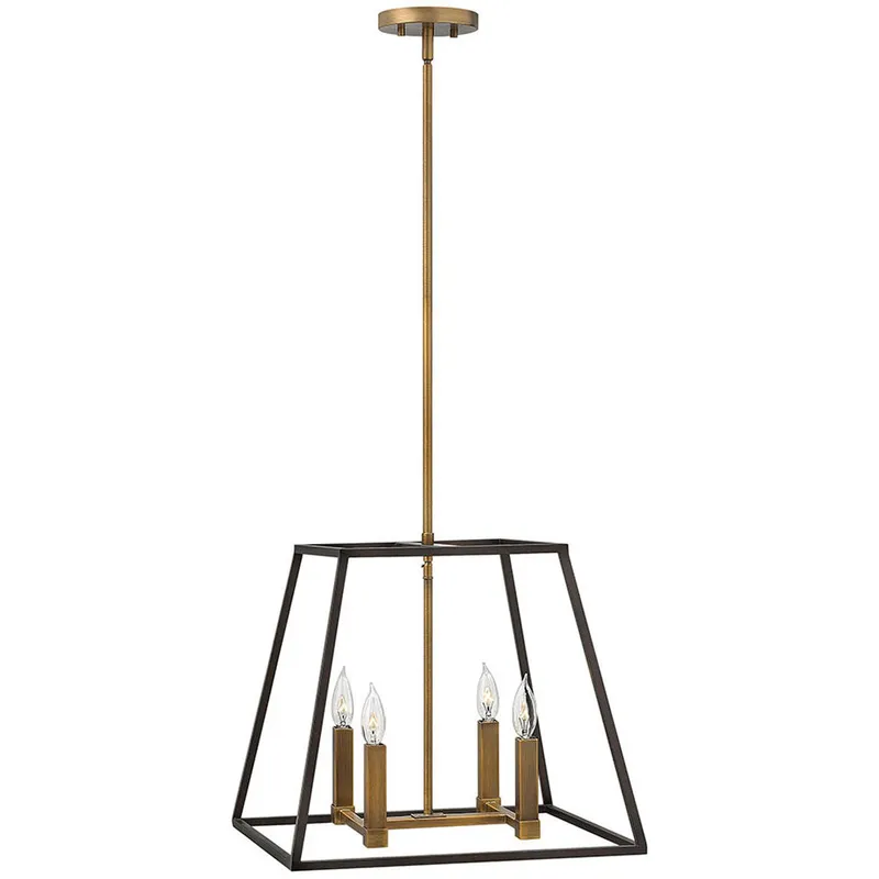 Fulton 4 Light 18 inch Bronze with Heirloom Brass Indoor Foyer Pendant Ceiling Light