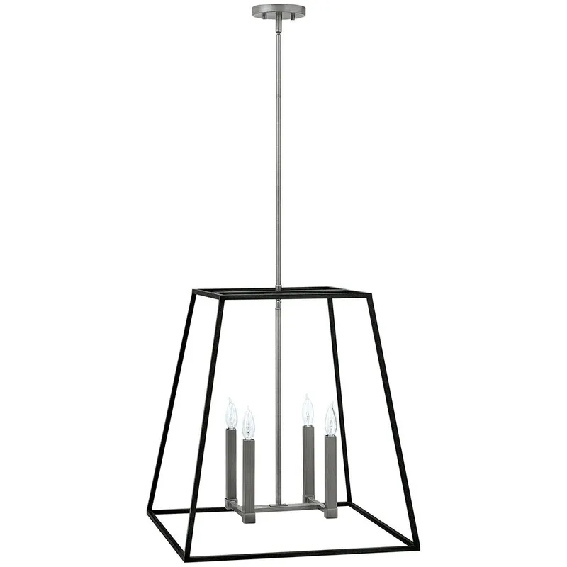 Fulton 4 Light 22 inch Aged Zinc with Antique Nickel Indoor Foyer Light Ceiling Light