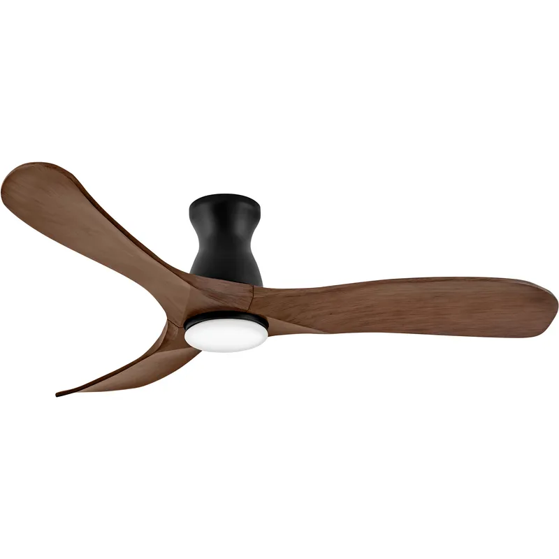 Swell Flush Illuminated 56 inch Matte Black with Walnut Blades Fan