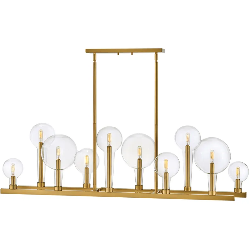 Alchemy 10 Light 48.25 inch Lacquered Brass Indoor Linear Chandelier Ceiling Light