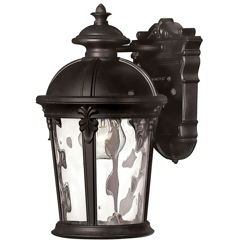Estate Series Windsor Outdoor Wall Mount Lantern in Black, Small