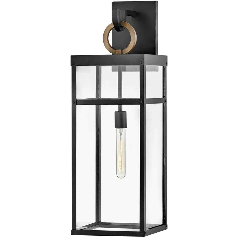 Estate Series Porter LED 29 inch Black with Burnished Bronze Outdoor Wall Mount Lantern