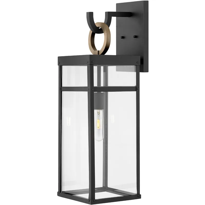 Estate Series Porter LED 25 inch Black with Burnished Bronze Outdoor Wall Mount Lantern