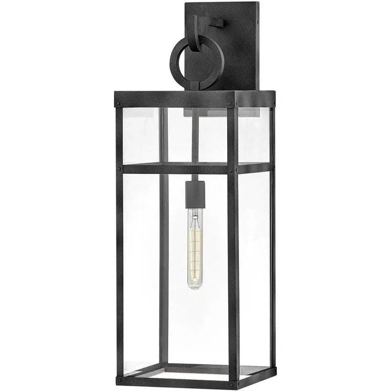 Estate Series Porter Outdoor Wall Mount Lantern in Aged Zinc, Non-LED, Open Air