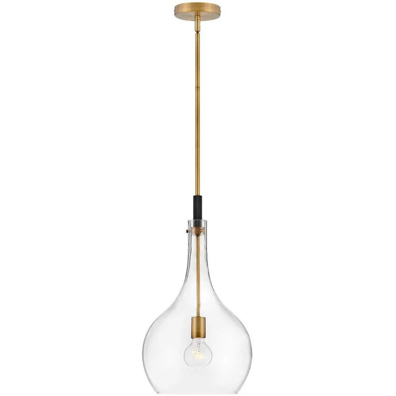 Ziggy 1 Light 12 inch Heritage Brass with Black Indoor Pendant Ceiling Light in Clear