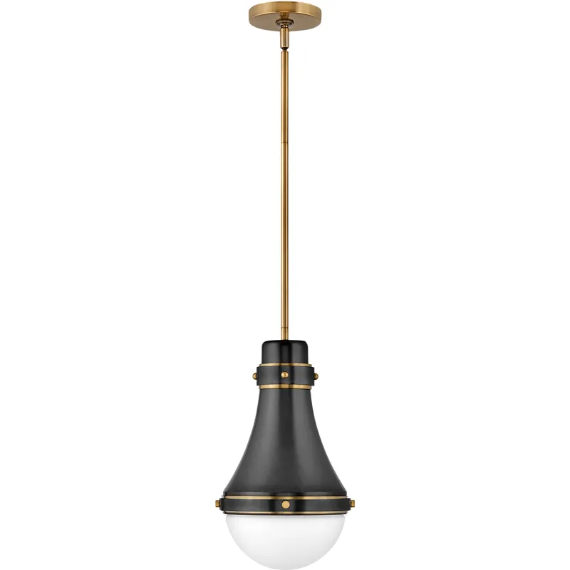Oliver 1 Light 9 inch Black with Heritage Brass Indoor Pendant Ceiling Light