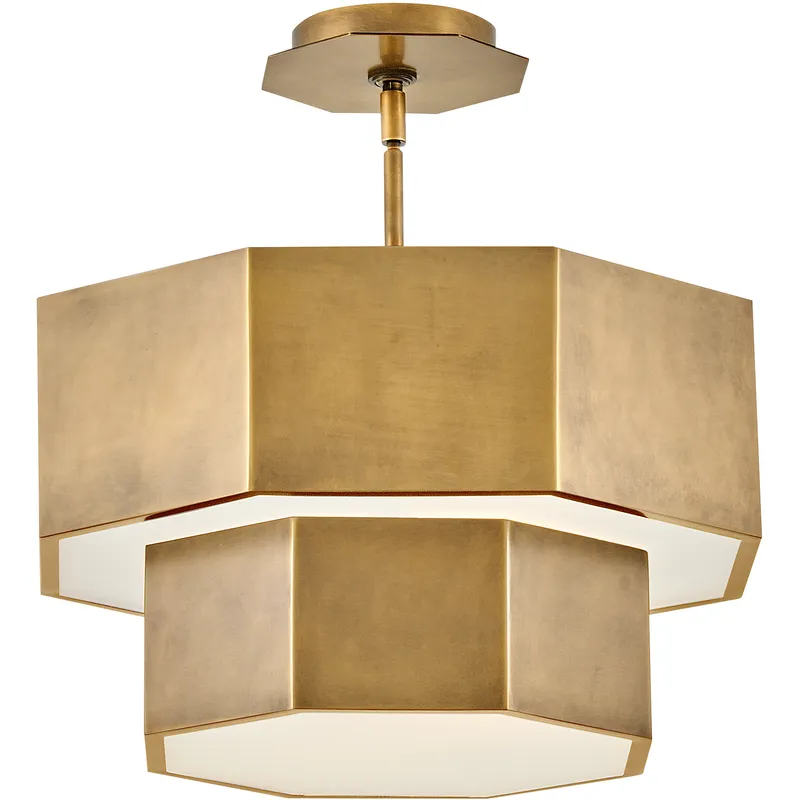 Facet 5 Light 16.5 inch Heritage Brass Pendant Ceiling Light