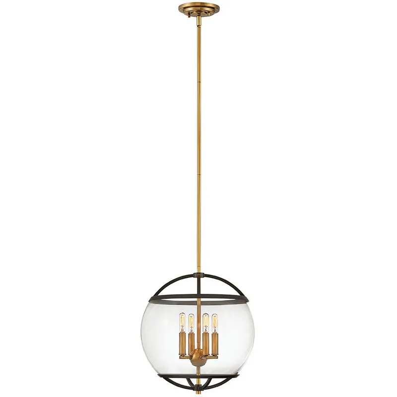 Calvin 4 Light 15 inch Black with Heritage Brass Indoor Pendant Ceiling Light