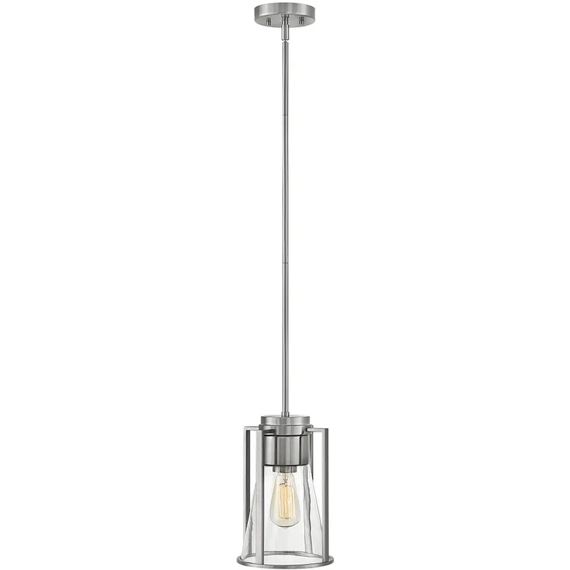 Refinery 1 Light 7.75 inch Brushed Nickel Indoor Pendant Ceiling Light in Clear
