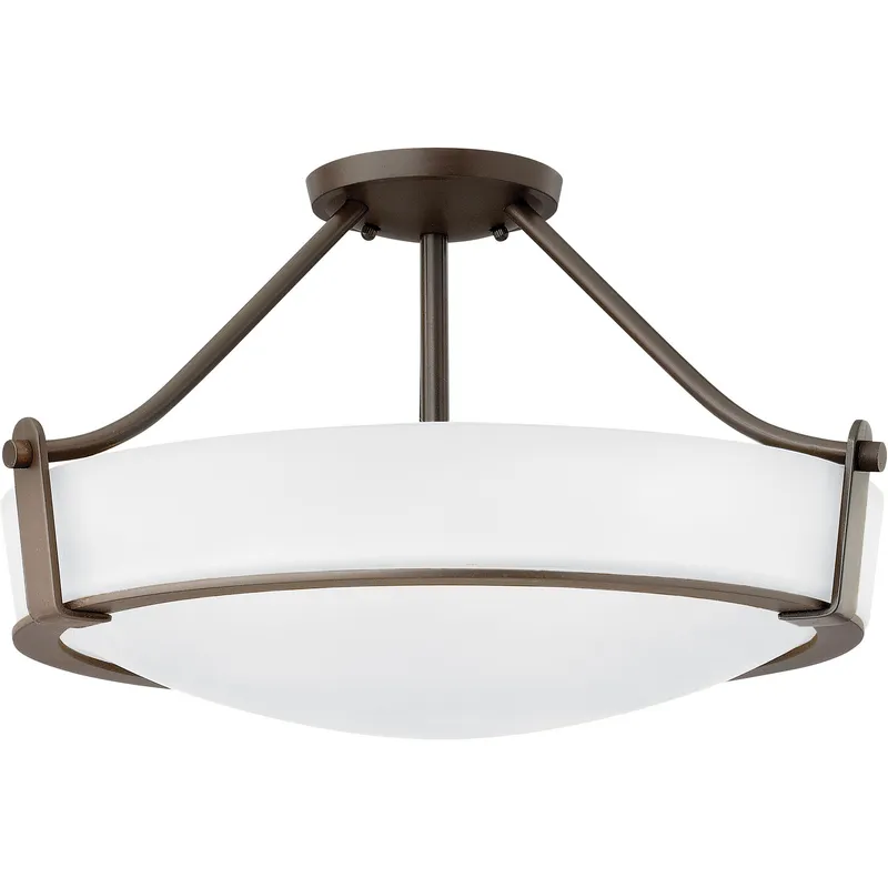 Hathaway 4 Light 20.75 inch Olde Bronze Indoor Semi-Flush Mount Ceiling Light in Etched White