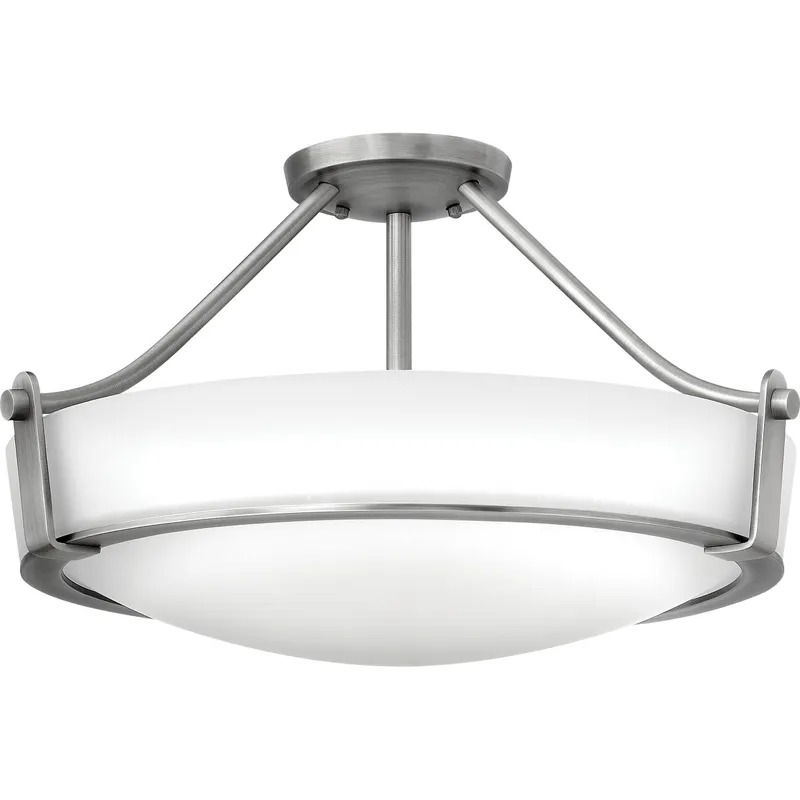 Hathaway 4 Light 20.75 inch Antique Nickel Indoor Semi-Flush Mount Ceiling Light in Etched White