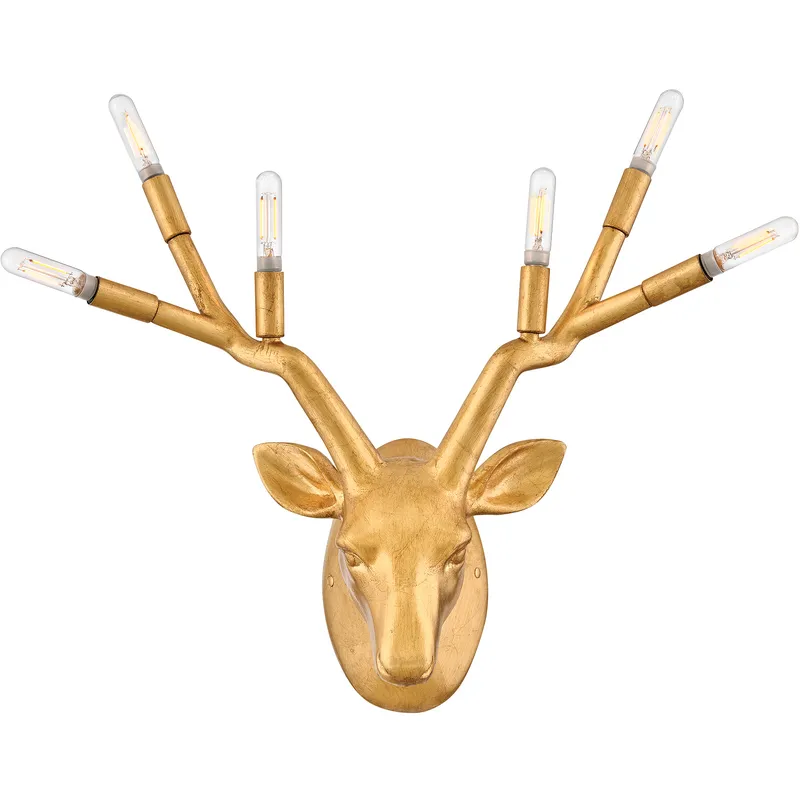 Stag Wall Mount Bath Wall Light in Distressed Brass