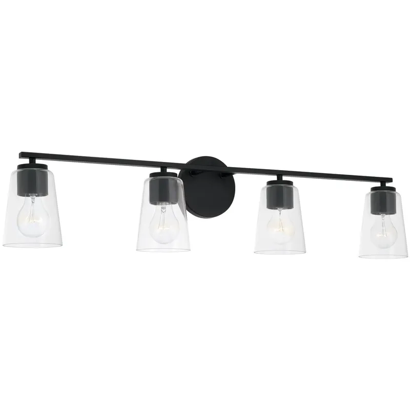 Portman 4 Light 35.25 inch Matte Black Vanity Light Wall Light