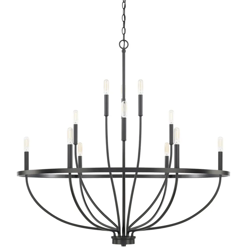 Greyson 12 Light 40 inch Matte Black Chandelier Ceiling Light