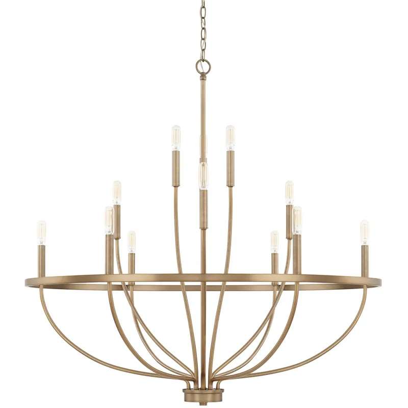 Greyson 12 Light 40 inch Aged Brass Chandelier Ceiling Light