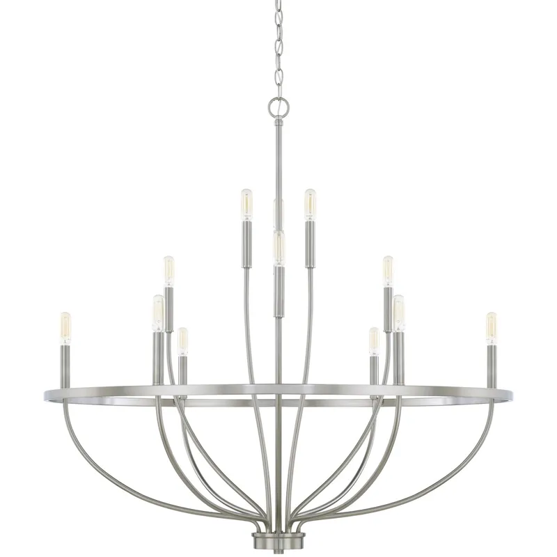 Greyson 12 Light 40 inch Brushed Nickel Chandelier Ceiling Light