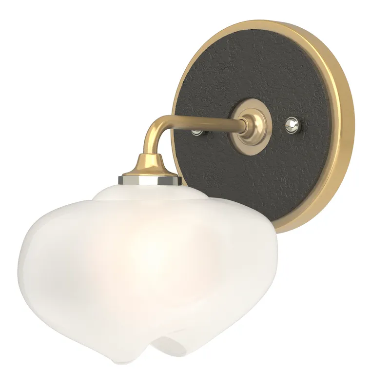 Ume 1 Light 7.4 inch Modern Brass and Black Curved Arm Bath Sconce Wall Light in Modern Brass/Black, Frosted, Curved Arm