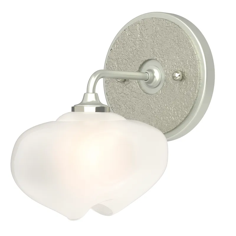Ume 1 Light 7.4 inch Vintage Platinum and Sterling Curved Arm Bath Sconce Wall Light in Vintage Platinum/Sterling, Frosted, Curved Arm