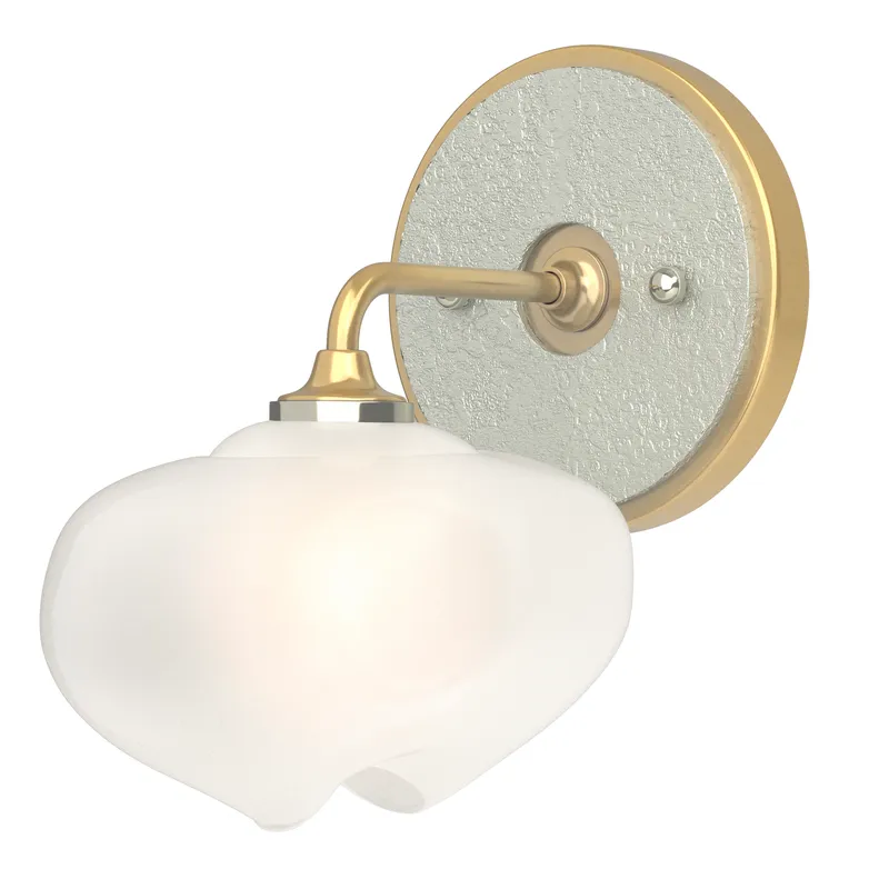 Ume 1 Light 7.4 inch Modern Brass and Vintage Platinum Curved Arm Bath Sconce Wall Light in Modern Brass/Vintage Platinum, Frosted, Curved Arm