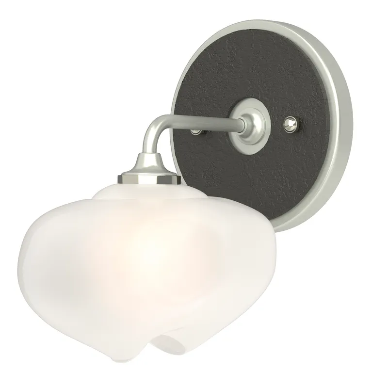 Ume 1 Light 7.4 inch Vintage Platinum and Black Curved Arm Bath Sconce Wall Light in Vintage Platinum/Black, Frosted, Curved Arm