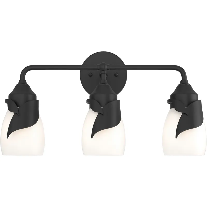 Lapas 3 Light 20.3 inch Black Bath Sconce Wall Light in Opal