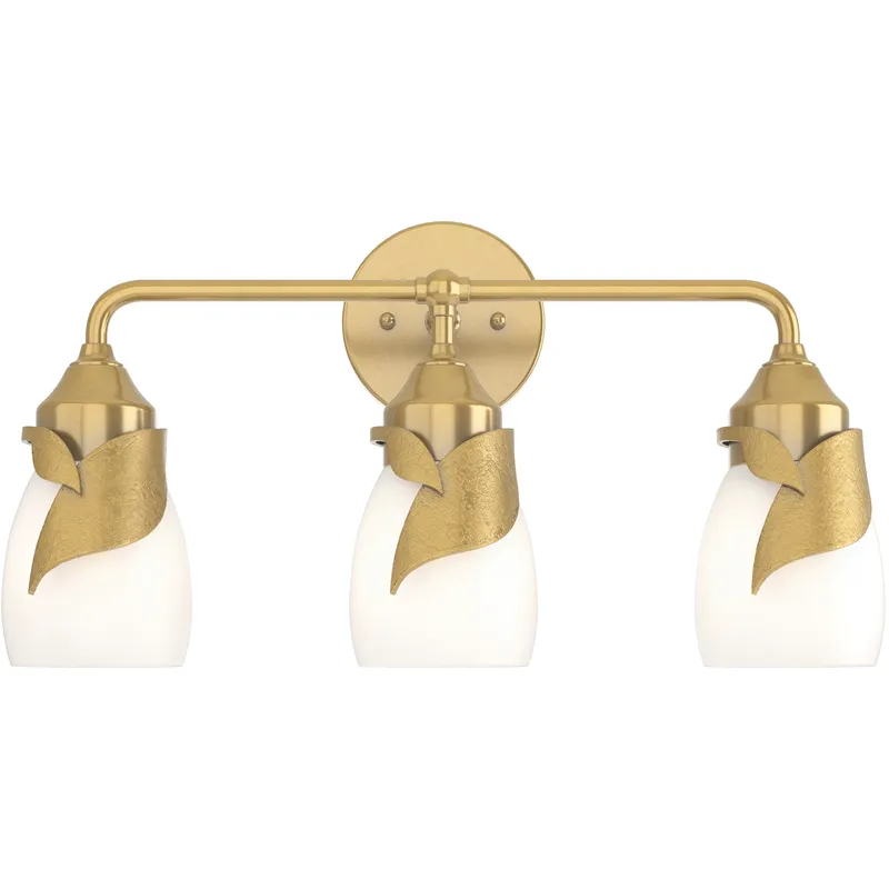 Lapas 3 Light 20.3 inch Modern Brass Bath Sconce Wall Light in Opal