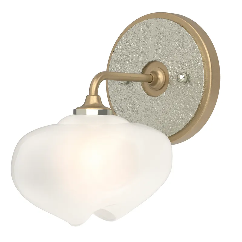 Ume 1 Light 7.4 inch Soft Gold and Sterling Curved Arm Bath Sconce Wall Light in Soft Gold/Sterling, Frosted, Curved Arm