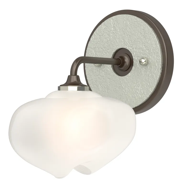 Ume 1 Light 7.4 inch Oil Rubbed Bronze and Vintage Platinum Curved Arm Bath Sconce Wall Light in Oil Rubbed Bronze/Vintage Platinum, Frosted, Curved Arm