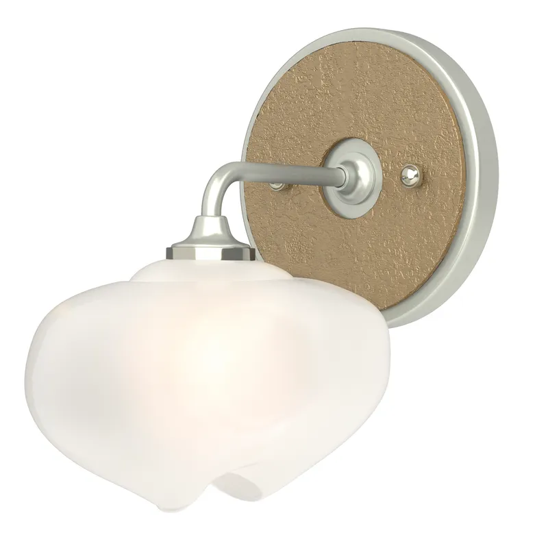 Ume 1 Light 7.4 inch Vintage Platinum and Oil Rubbed Bronze Curved Arm Bath Sconce Wall Light in Vintage Platinum/Oil Rubbed Bronze, Frosted, Curved Arm