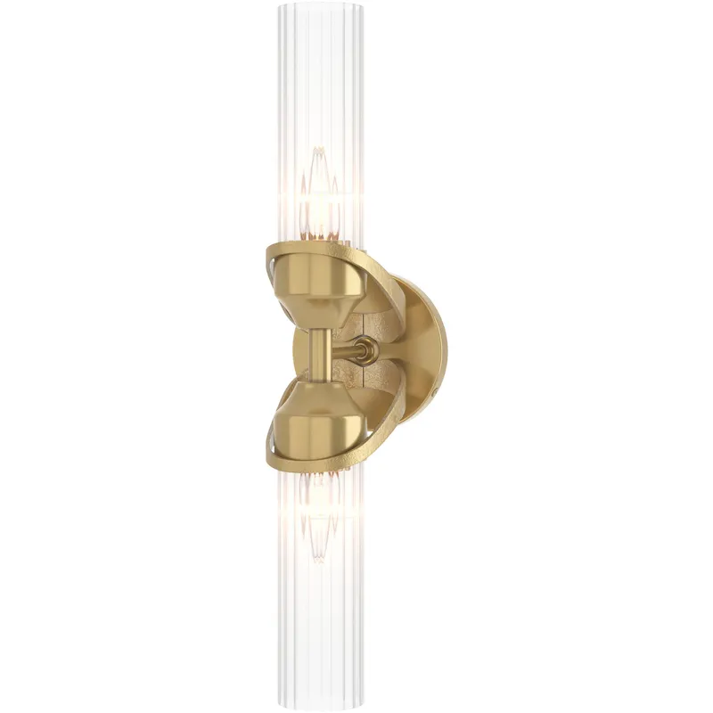 Bow 2 Light 5.8 inch Modern Brass Bath Sconce Wall Light