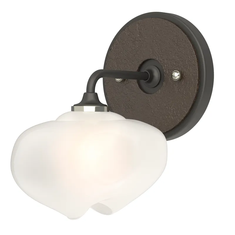 Ume 1 Light 7.4 inch Black and Oil Rubbed Bronze Curved Arm Bath Sconce Wall Light in Black/Oil Rubbed Bronze, Frosted, Curved Arm
