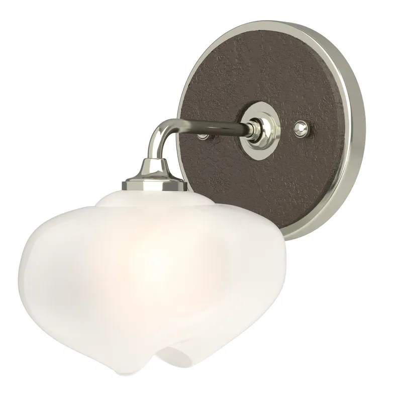 Ume 1 Light 7.4 inch Sterling and Oil Rubbed Bronze Curved Arm Bath Sconce Wall Light in Sterling/Oil Rubbed Bronze, Frosted, Curved Arm
