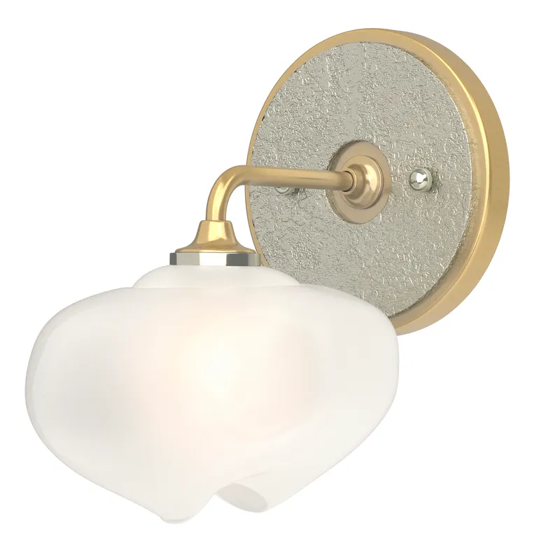Ume 1 Light 7.4 inch Modern Brass and Sterling Curved Arm Bath Sconce Wall Light in Modern Brass/Sterling, Frosted, Curved Arm