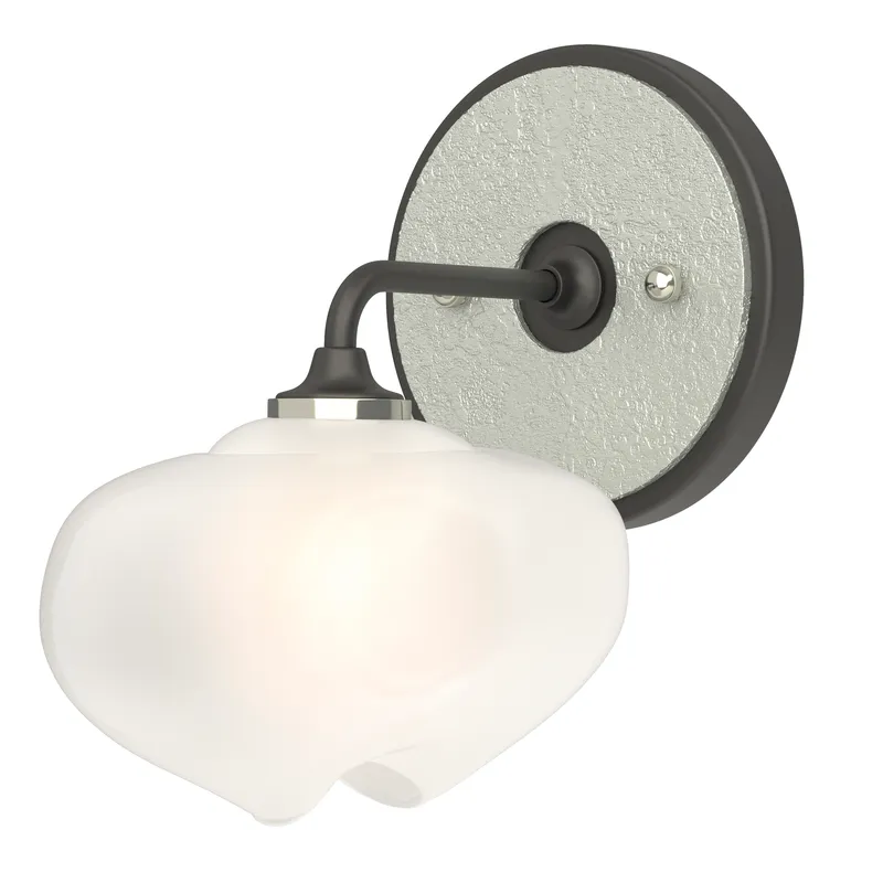 Ume 1 Light 7.4 inch Black and Vintage Platinum Curved Arm Bath Sconce Wall Light in Black/Vintage Platinum, Frosted, Curved Arm