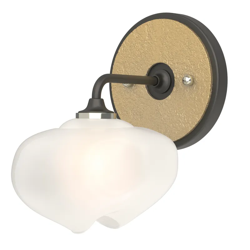 Ume 1 Light 7.4 inch Black and Modern Brass Curved Arm Bath Sconce Wall Light in Black/Modern Brass, Frosted, Curved Arm