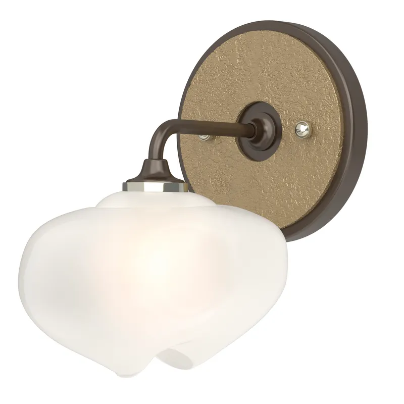 Ume 1 Light 7.4 inch Oil Rubbed Bronze and Soft Gold Curved Arm Bath Sconce Wall Light in Oil Rubbed Bronze/Soft Gold, Frosted, Curved Arm
