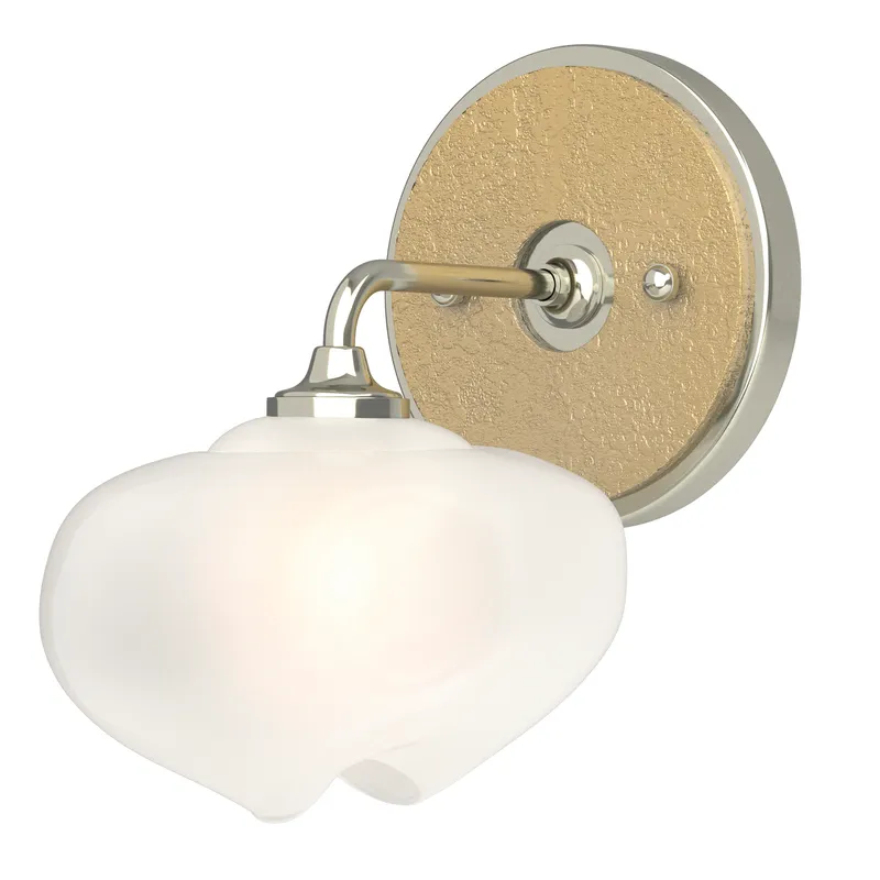 Ume 1 Light 7.4 inch Sterling and Modern Brass Curved Arm Bath Sconce Wall Light in Sterling/Modern Brass, Frosted, Curved Arm