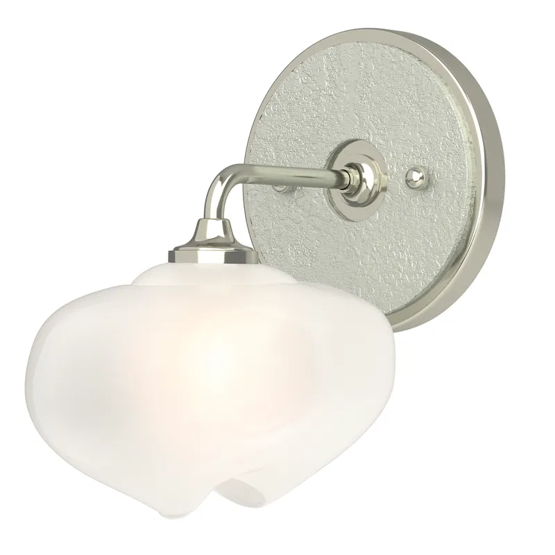 Ume 1 Light 7.4 inch Sterling and Vintage Platinum Curved Arm Bath Sconce Wall Light in Sterling/Vintage Platinum, Frosted, Curved Arm
