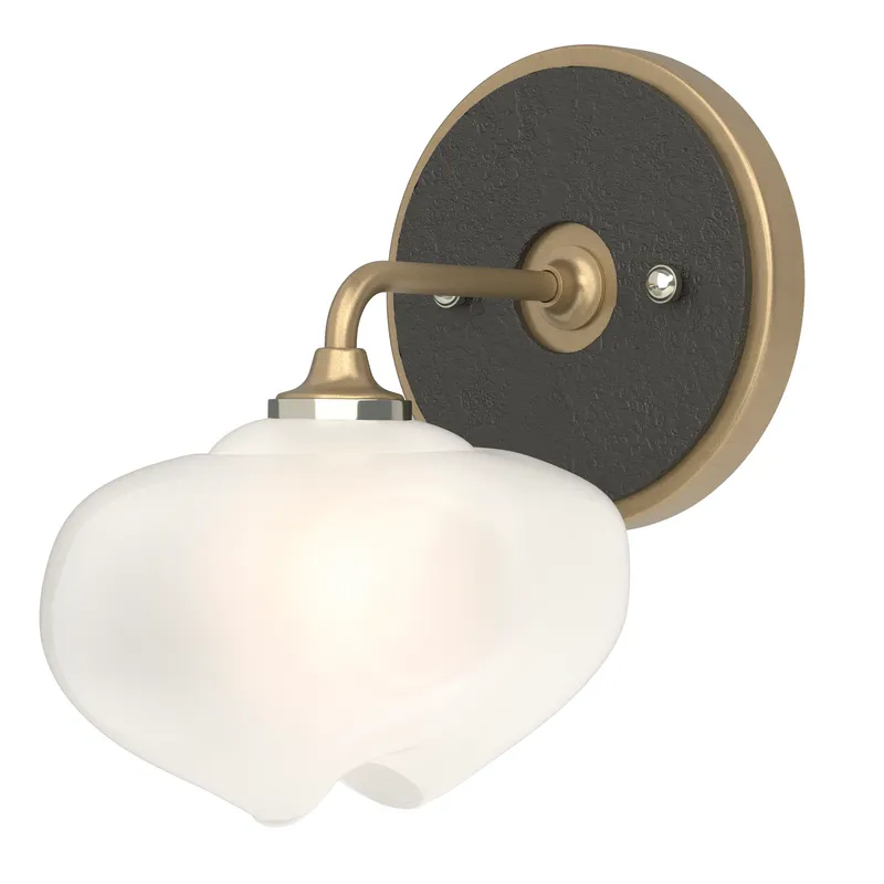 Ume 1 Light 7.4 inch Soft Gold and Black Curved Arm Bath Sconce Wall Light in Soft Gold/Black, Frosted, Curved Arm