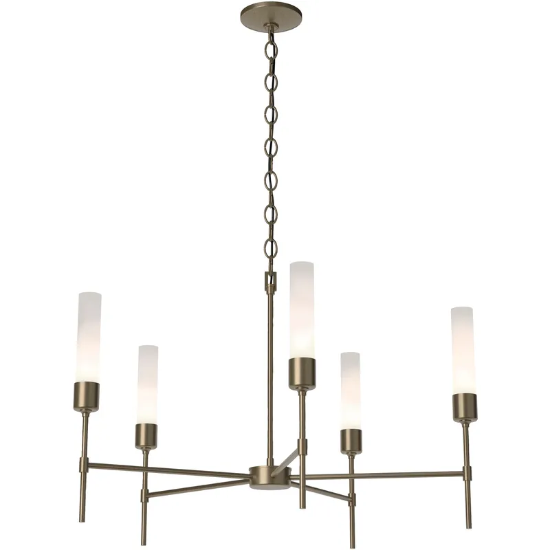 Vela 5 Light 30.3 inch Soft Gold Chandelier Ceiling Light in Frosted