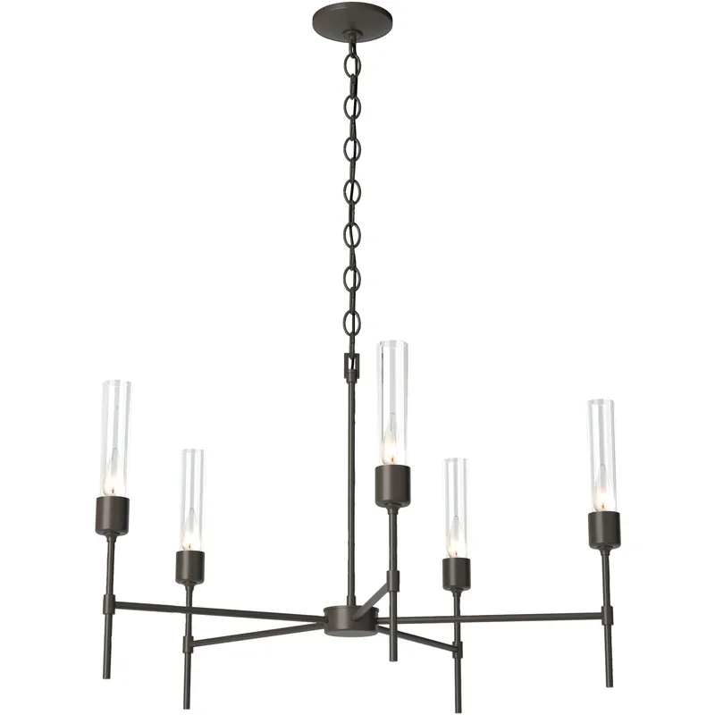 Vela 5 Light 30.3 inch Dark Smoke Chandelier Ceiling Light in Clear