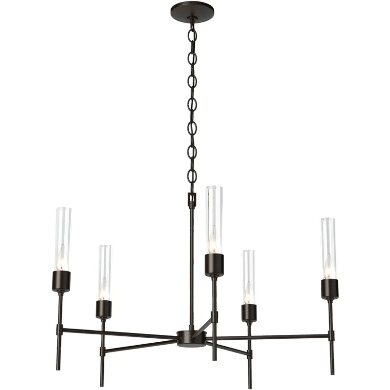 Vela 5 Light 30.3 inch Oil Rubbed Bronze Chandelier Ceiling Light in Clear