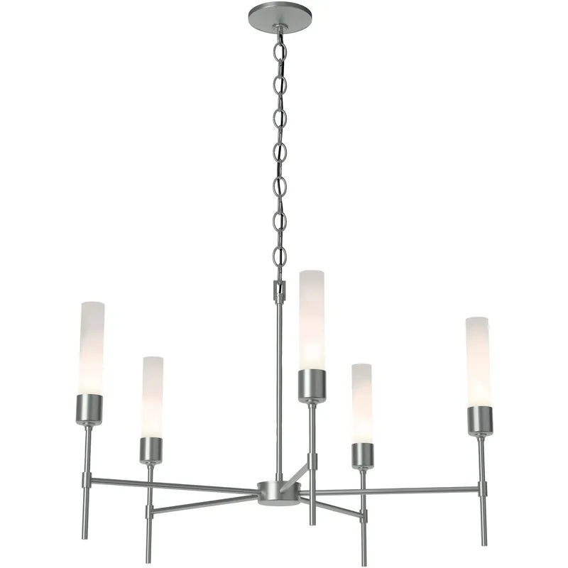 Vela 5 Light 30.3 inch Vintage Platinum Chandelier Ceiling Light in Frosted