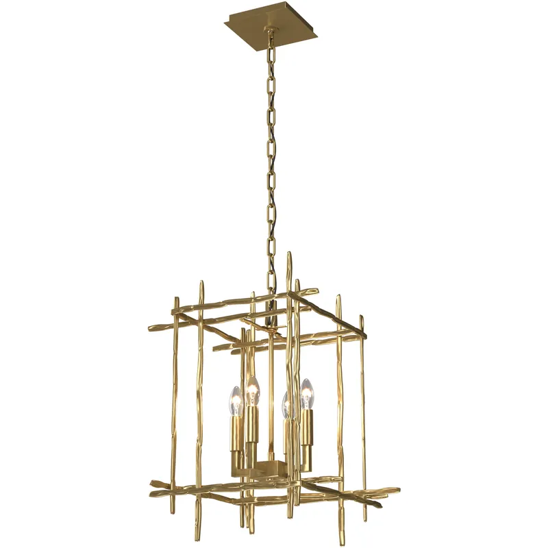 Tura 4 Light 16.9 inch Modern Brass Chandelier Ceiling Light, Small