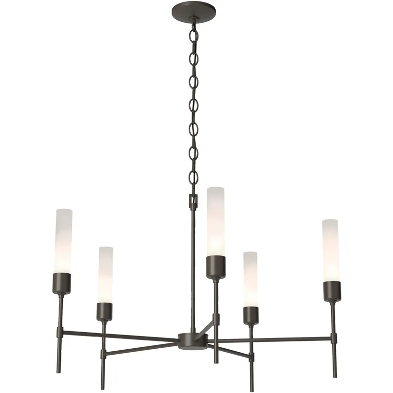 Vela 5 Light 30.3 inch Dark Smoke Chandelier Ceiling Light in Frosted